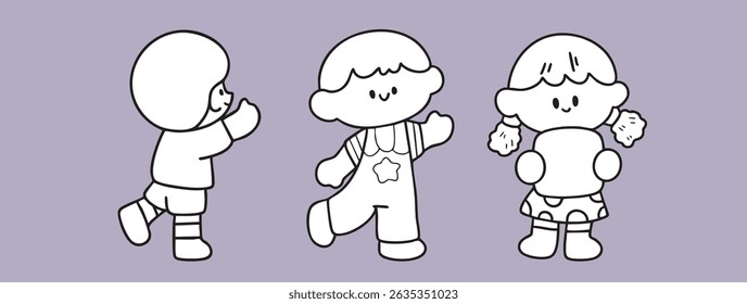 Cartoon, boy and girl, element, go to school, character, illustration