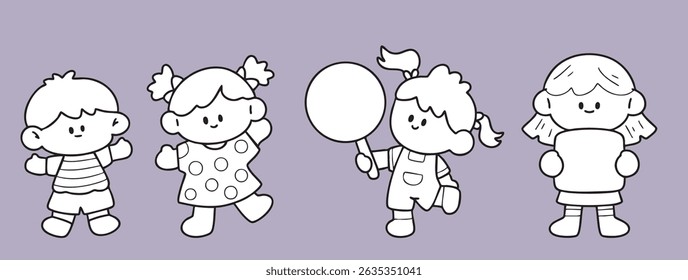 Cartoon, boy and girl, element, go to school, character, illustration