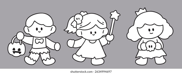 Cartoon, boy and girl, element, Halloween, fantasy, character, illustration