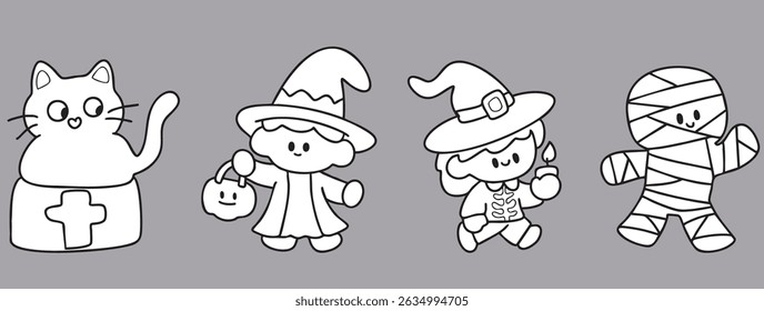 Cartoon, boy and girl, element, Halloween, fantasy, character, illustration