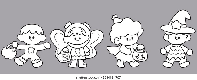 Cartoon, boy and girl, element, Halloween, fantasy, character, illustration
