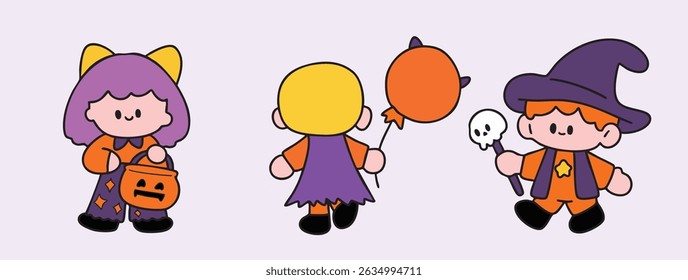 Cartoon, boy and girl, element, Halloween, fantasy, character, illustration