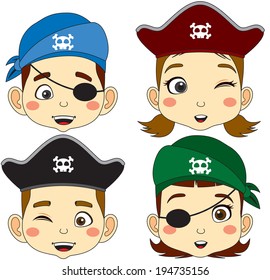 Cartoon Boy and Girl Faces vector illustration