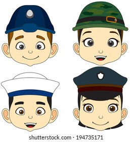 Cartoon Boy and Girl Faces vector illustration