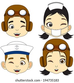 Cartoon Boy and Girl Faces vector illustration