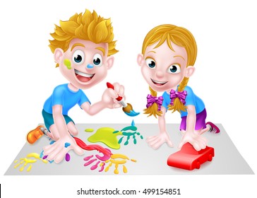 Cartoon Boy Girl Playing Together Toys Stock Vector (Royalty Free ...