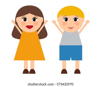 Cartoon boy and girl, vector  