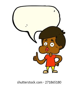 cartoon boy giving thumbs up with speech bubble