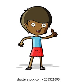 cartoon boy giving thumbs up symbol