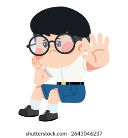 Cartoon Boy With Glasses Gesturing Stop student