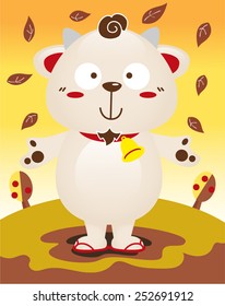 Cartoon boy goat with autumn season vector.