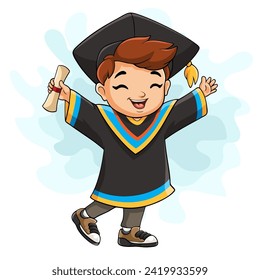 Cartoon boy graduate holding a diploma