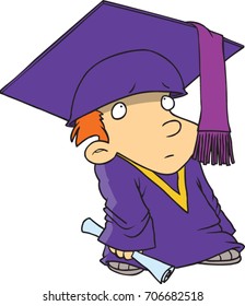 cartoon boy in a graduation gown and cap