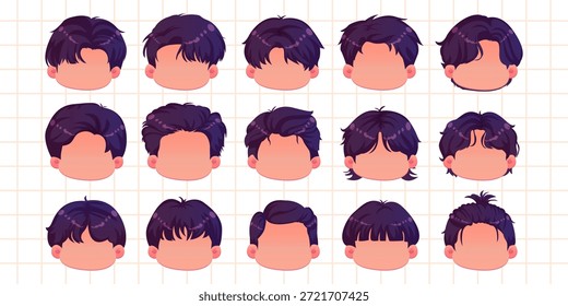 Variantes de peinado de niño de dibujos animados para personajes