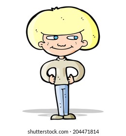 caricaturista con las manos en la cadera