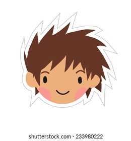 Cartoon boy head flat sticker icon. The vector illustration for ui, web games, tablets, wallpapers, and patterns.