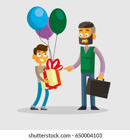 cartoon boy and her father