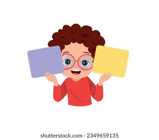 cartoon boy holding blank paper