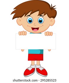 Cartoon Boy Holding Blank Paper