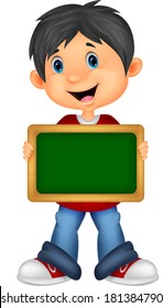 Cartoon boy holding board