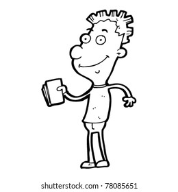 cartoon boy holding book