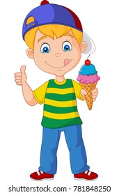 Cartoon boy holding an ice cream