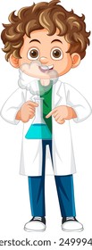 Cartoon boy holding a laboratory beaker