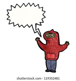 cartoon boy in hooded sweatshirt shouting