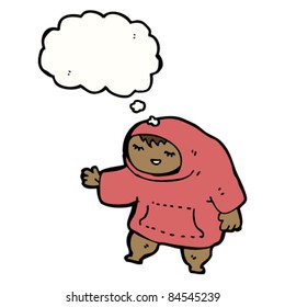 cartoon boy in hooded top