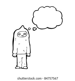 niño de caricatura en la parte superior de la capucha