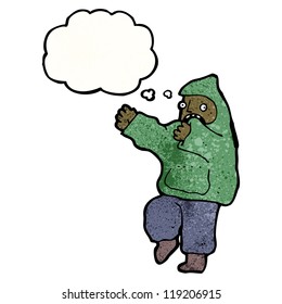cartoon boy in hooded top dancing