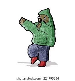 cartoon boy in hooded top dancing