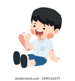 Cartoon boy in Hot Weather