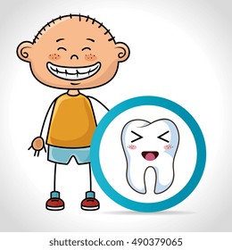 cartoon boy with human tooth