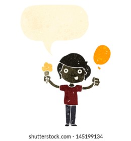 cartoon boy with ice cream and balloon