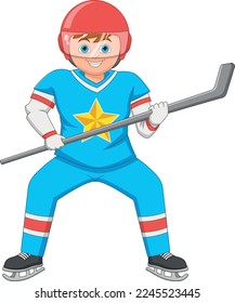 cartoon boy ice hockey player
