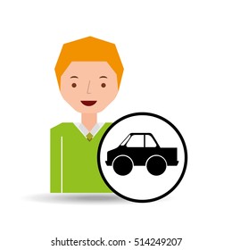 cartoon boy icon pickup truck icon design vector illustration eps 10