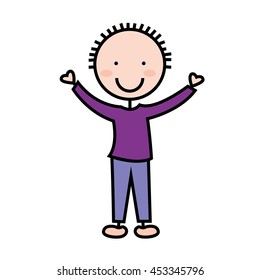 cartoon boy icon smiling fun, vector illustration