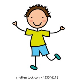 cartoon boy icon smiling fun, vector illustration