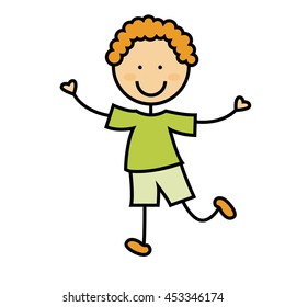 cartoon boy icon smiling fun, vector illustration