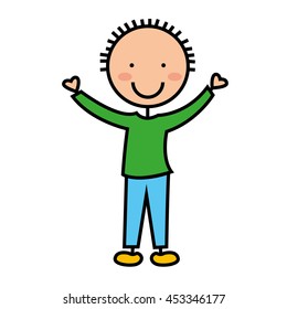 cartoon boy icon smiling fun, vector illustration