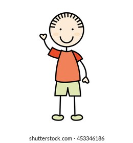 cartoon boy icon smiling fun, vector illustration