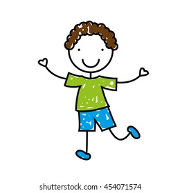 cartoon boy icon smiling fun, vector illustration