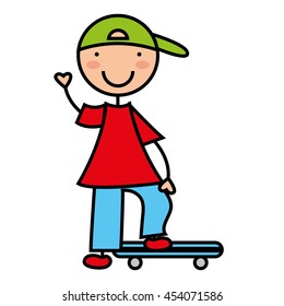 cartoon boy icon smiling fun, vector illustration