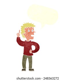 cartoon boy with idea with speech bubble