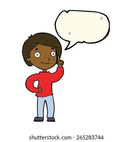 cartoon boy with idea with speech bubble