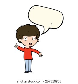 cartoon boy with idea with speech bubble