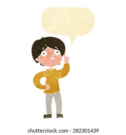 cartoon boy with idea with speech bubble