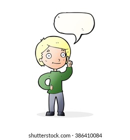 Cartoon-Junge mit Idee mit Sprachblase