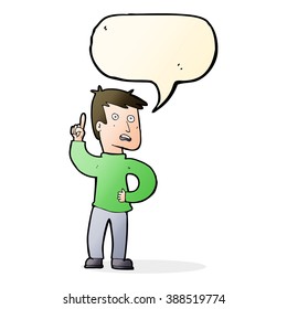 cartoon boy with idea with speech bubble